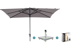 Madison Syros Luxe stokparasol 280x280 cm. - Taupe met Sevilla voet en hoes