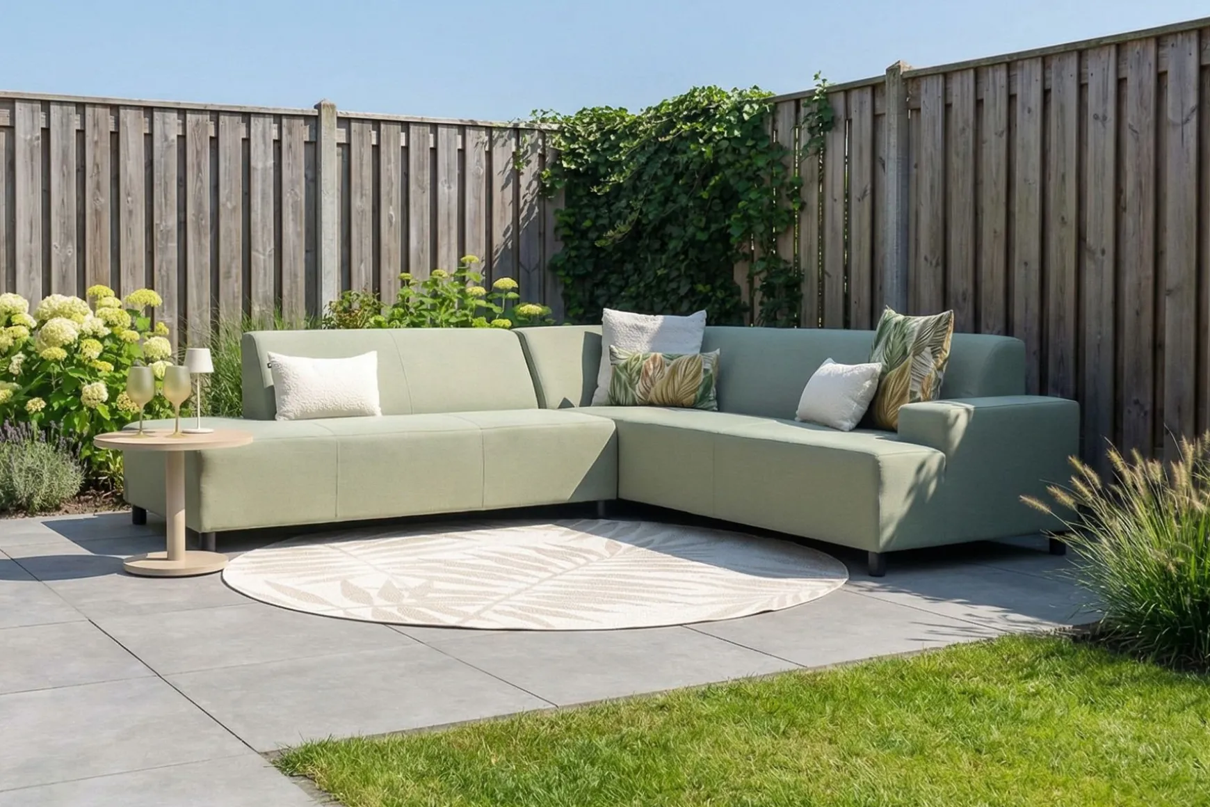 Malaga hoekbank loungeset chaise longue - green
