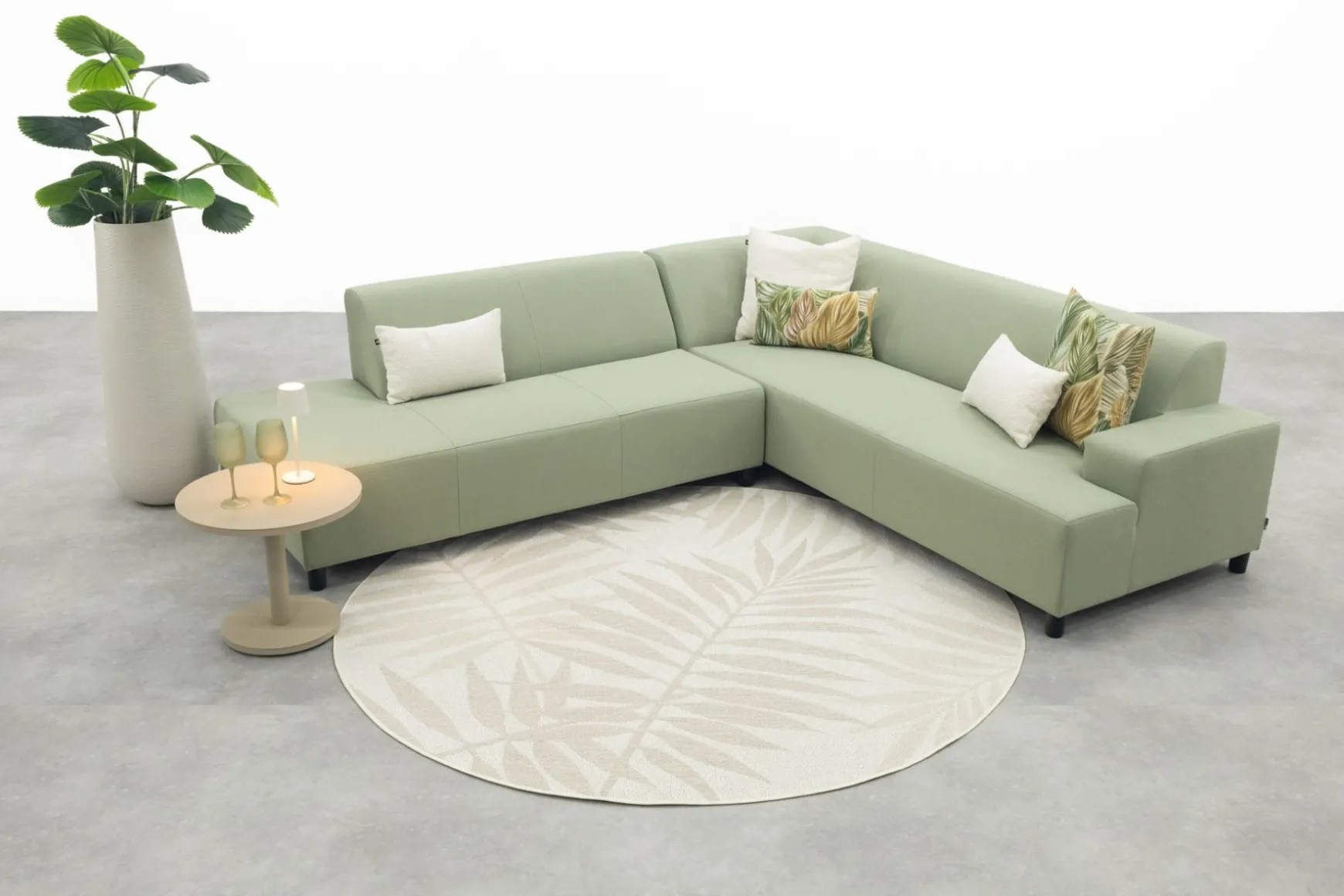 Malaga hoekbank loungeset chaise longue - green