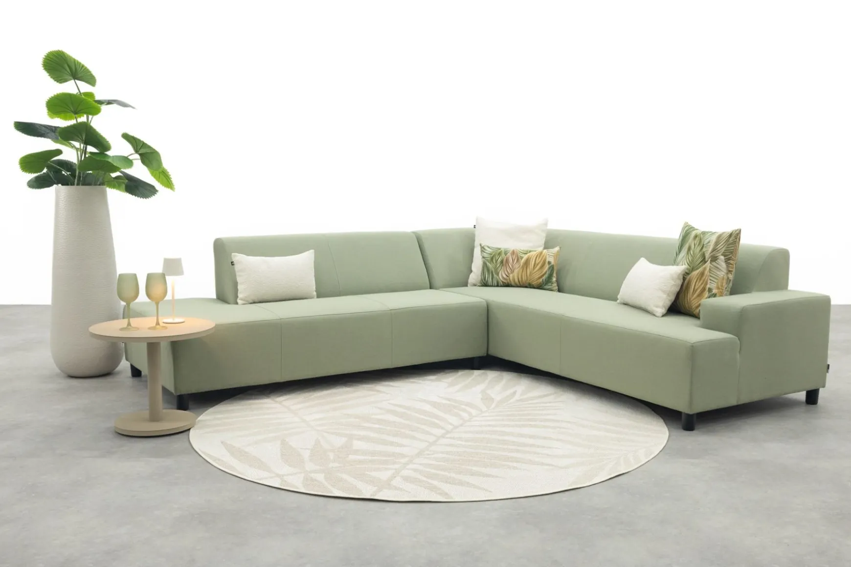 Malaga hoekbank loungeset chaise longue - green