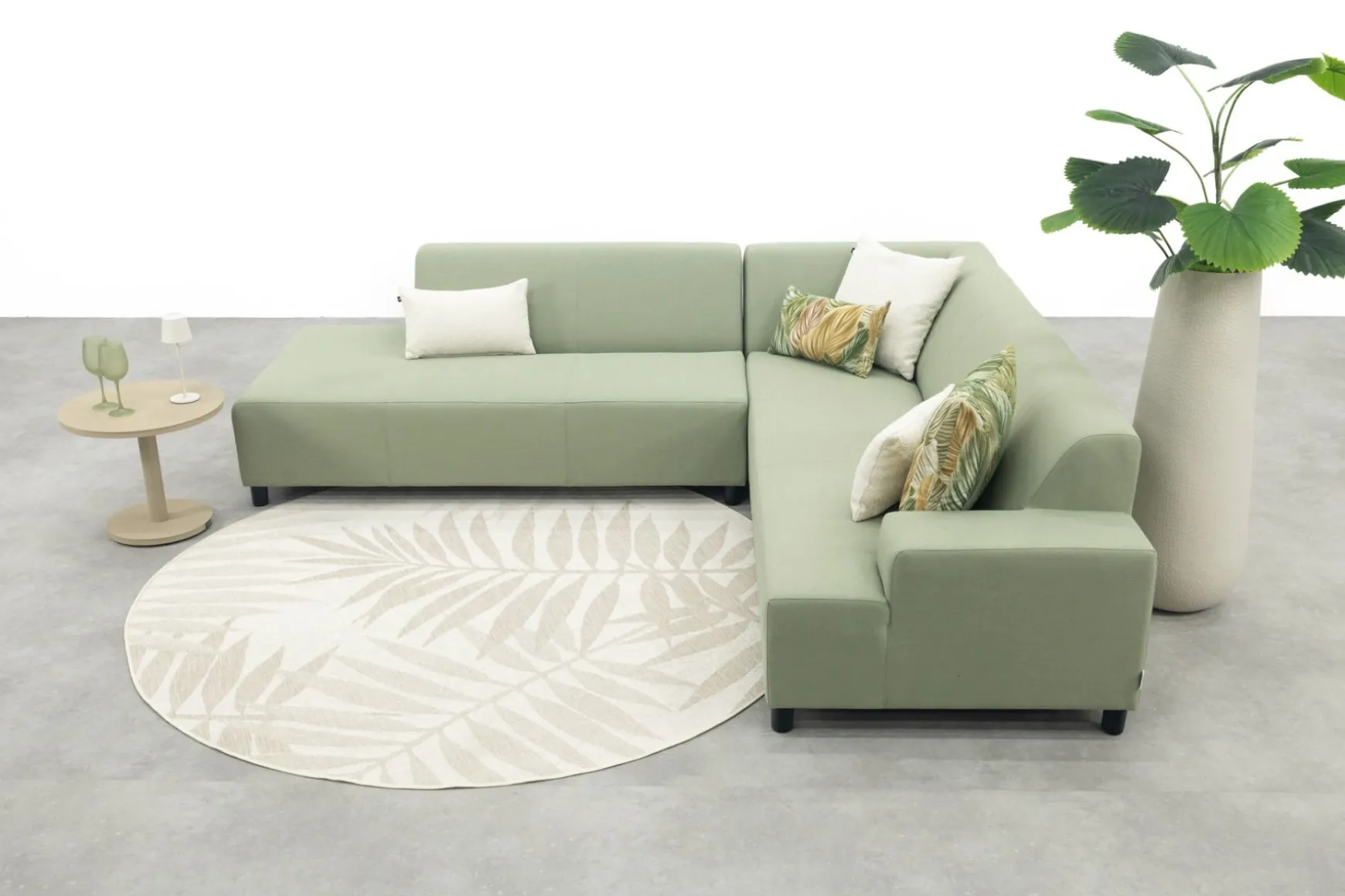 Malaga hoekbank loungeset chaise longue - green