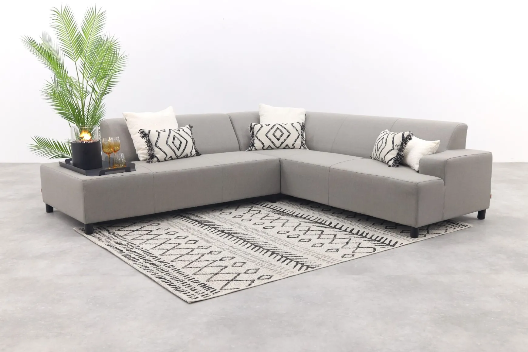 Malaga hoekbank loungeset chaise longue - Taupe
