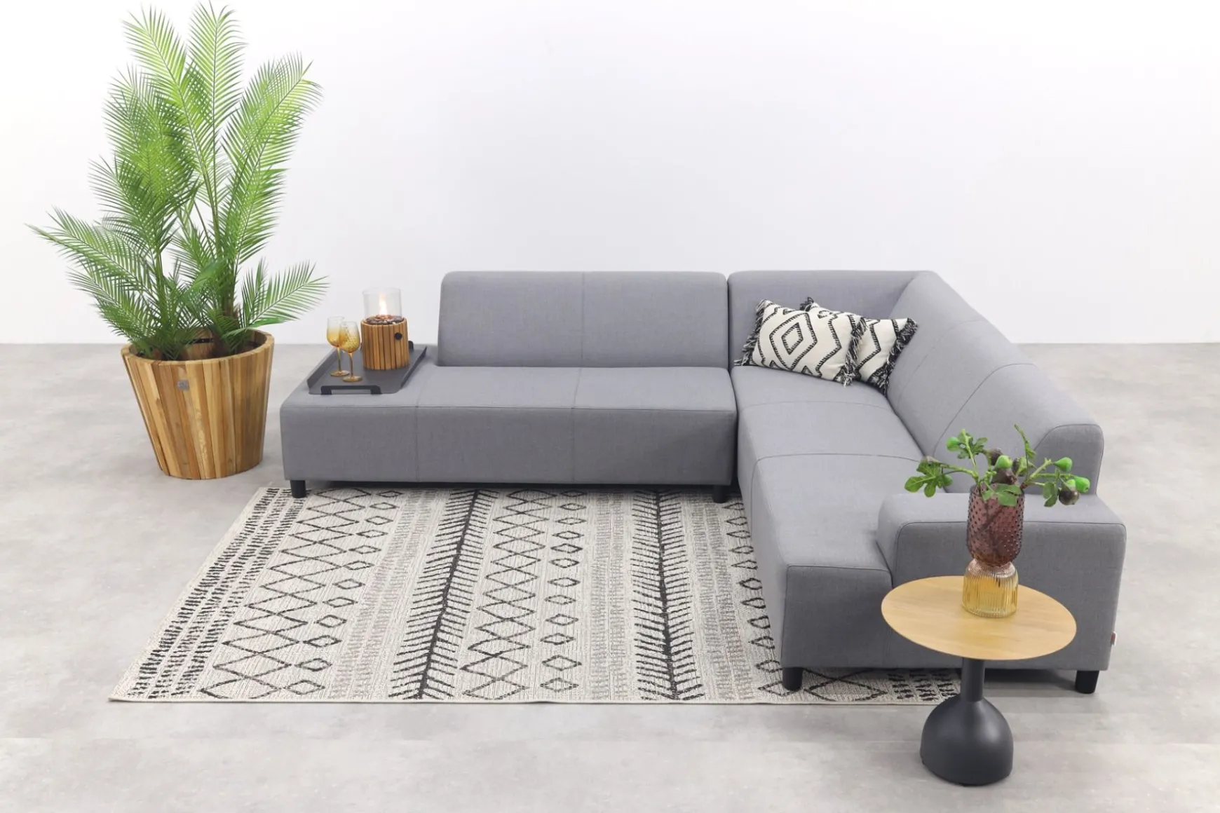 Malaga hoekbank loungeset chaise longue - Lichtgrijs