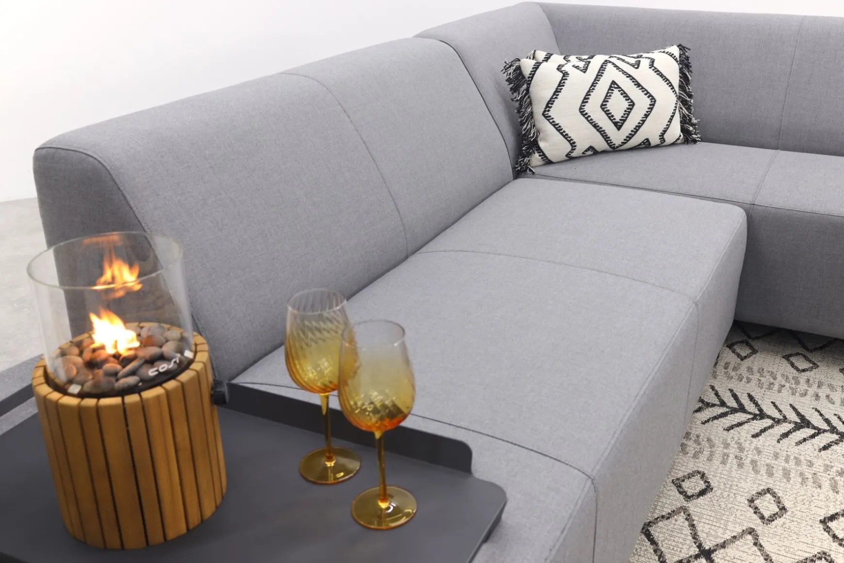 Malaga hoekbank loungeset chaise longue - Lichtgrijs