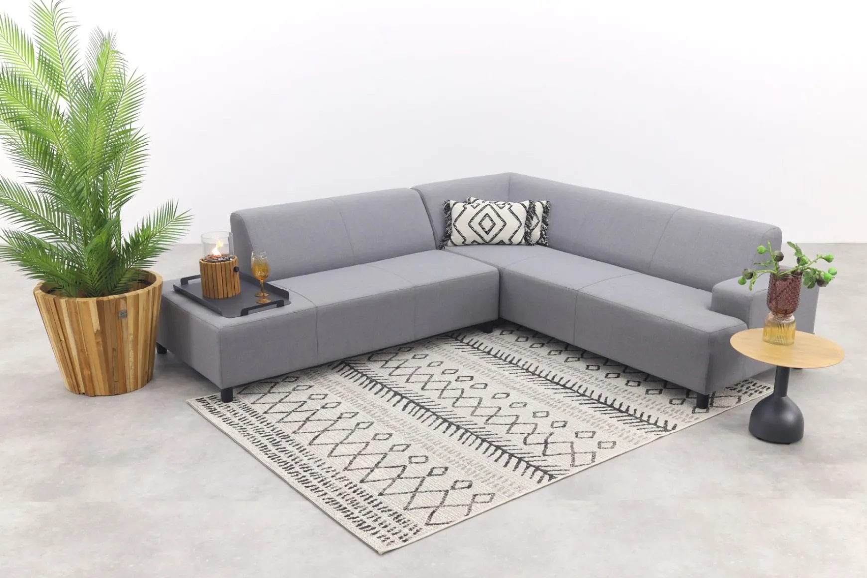 Malaga hoekbank loungeset chaise longue - Lichtgrijs