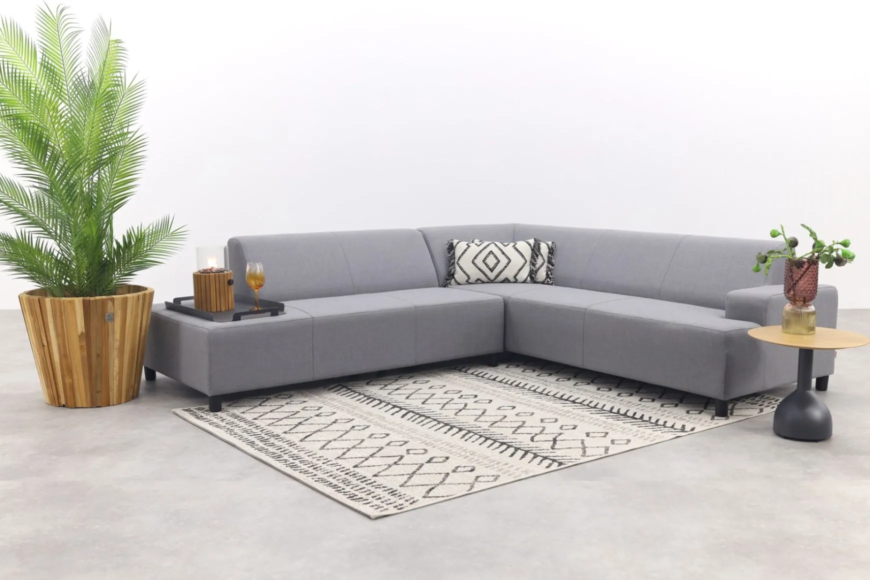 Malaga hoekbank loungeset chaise longue - Lichtgrijs