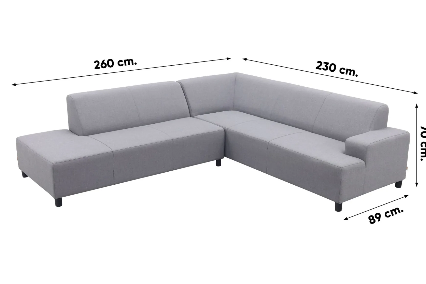 Malaga hoekbank loungeset chaise longue - Lichtgrijs