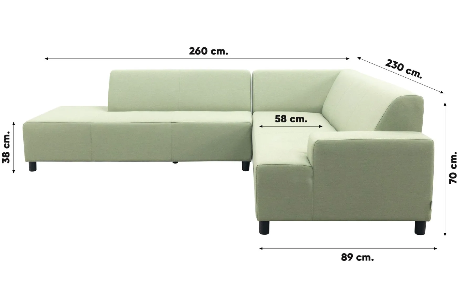 Malaga/Mindo - hoekbank loungeset chaise longue - green