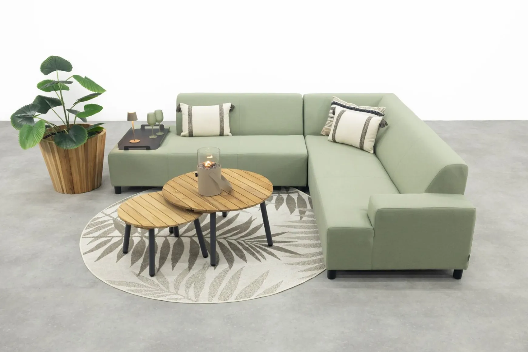 Malaga/Mindo - hoekbank loungeset chaise longue - green