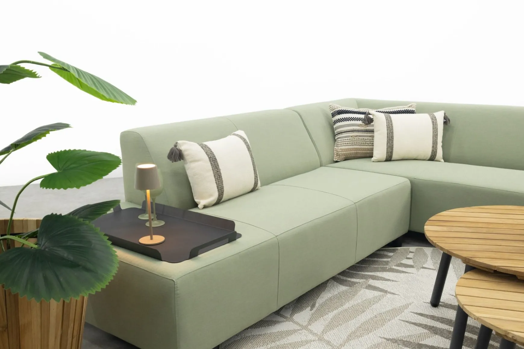 Malaga/Mindo - hoekbank loungeset chaise longue - green