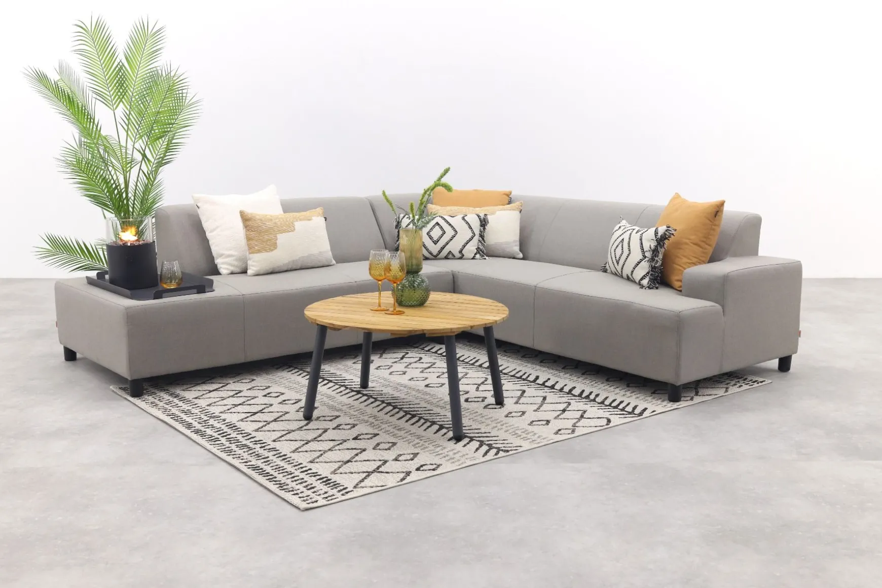 Malaga/Mindo - hoekbank loungeset chaise longue - taupe