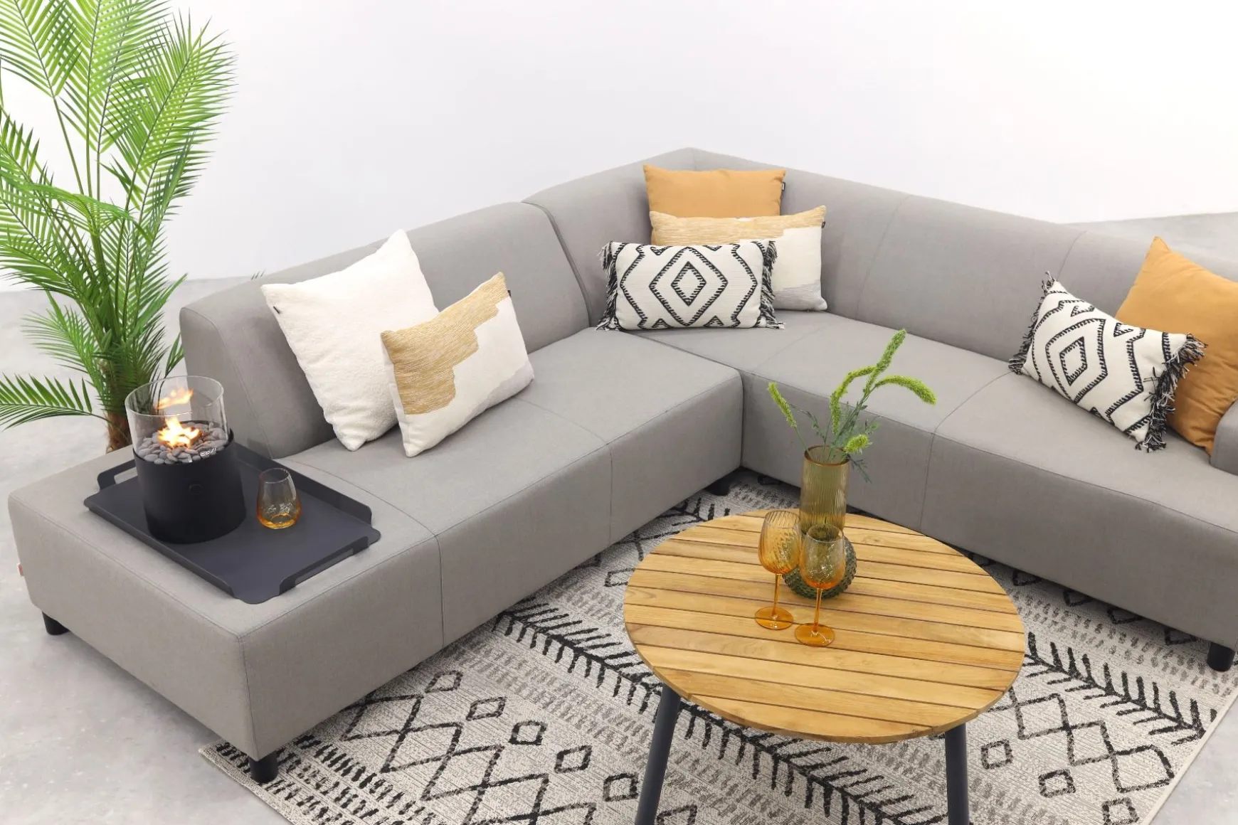 Malaga/Mindo - hoekbank loungeset chaise longue - taupe