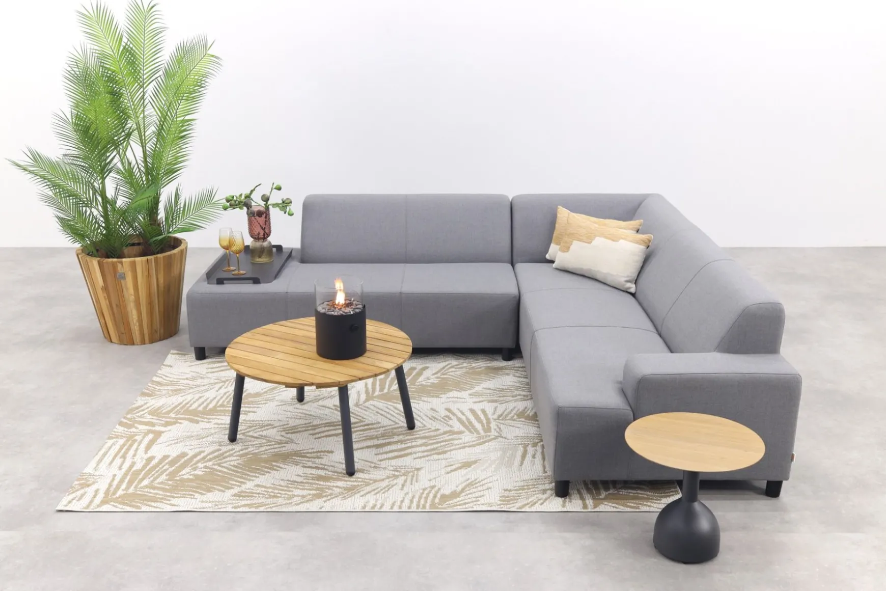 Malaga/Mindo - hoekbank loungeset chaise longue - lichtgrijs