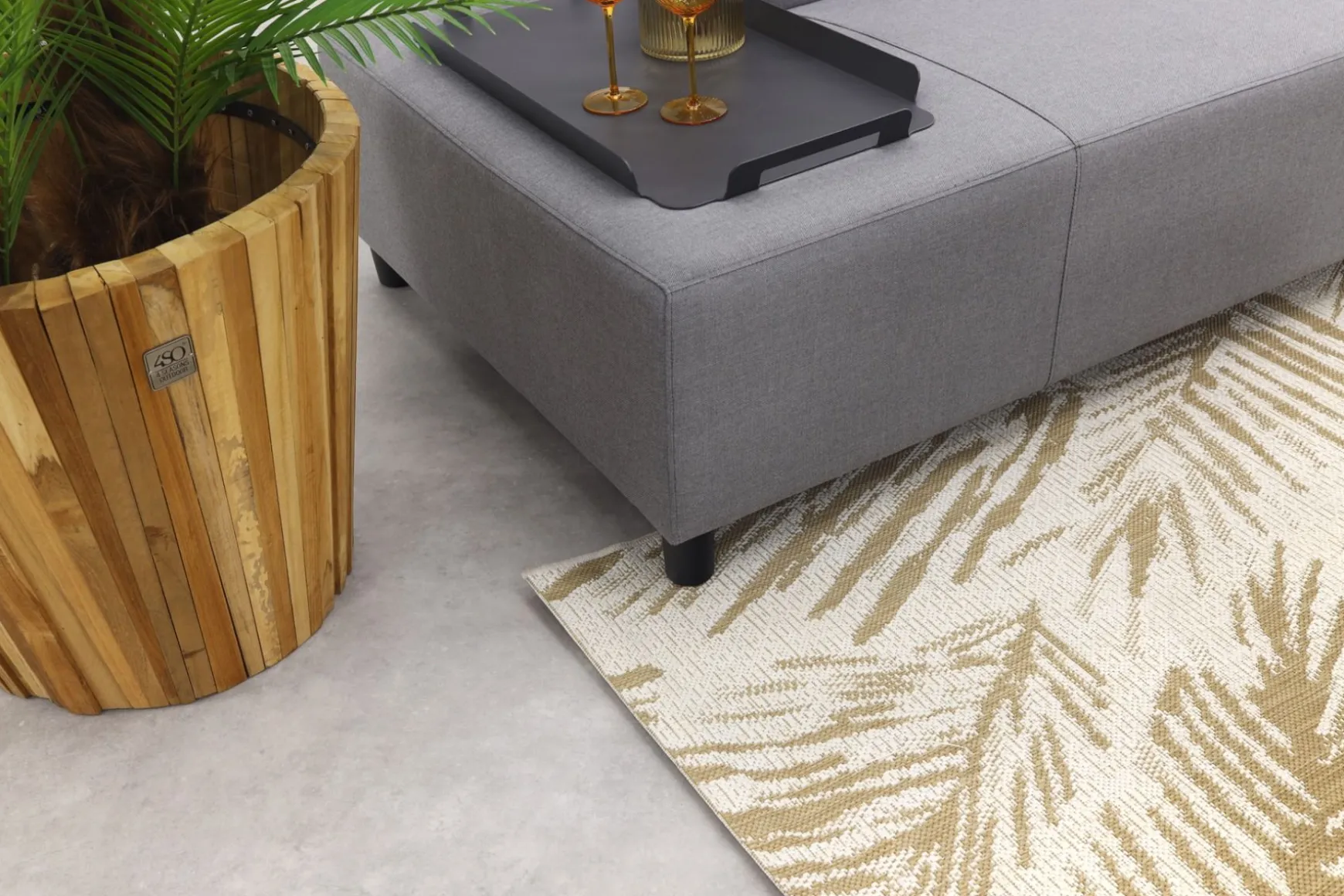 Malaga/Mindo - hoekbank loungeset chaise longue - lichtgrijs