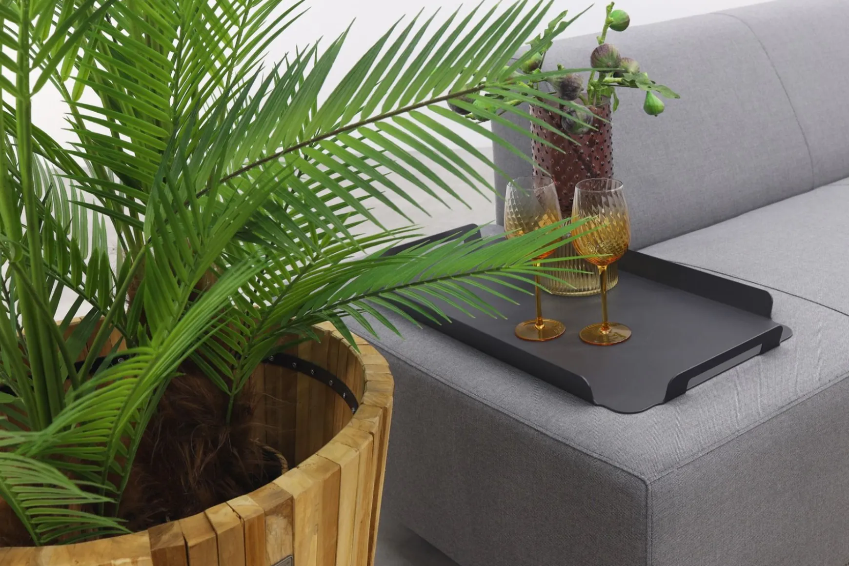 Malaga/Mindo - hoekbank loungeset chaise longue - lichtgrijs