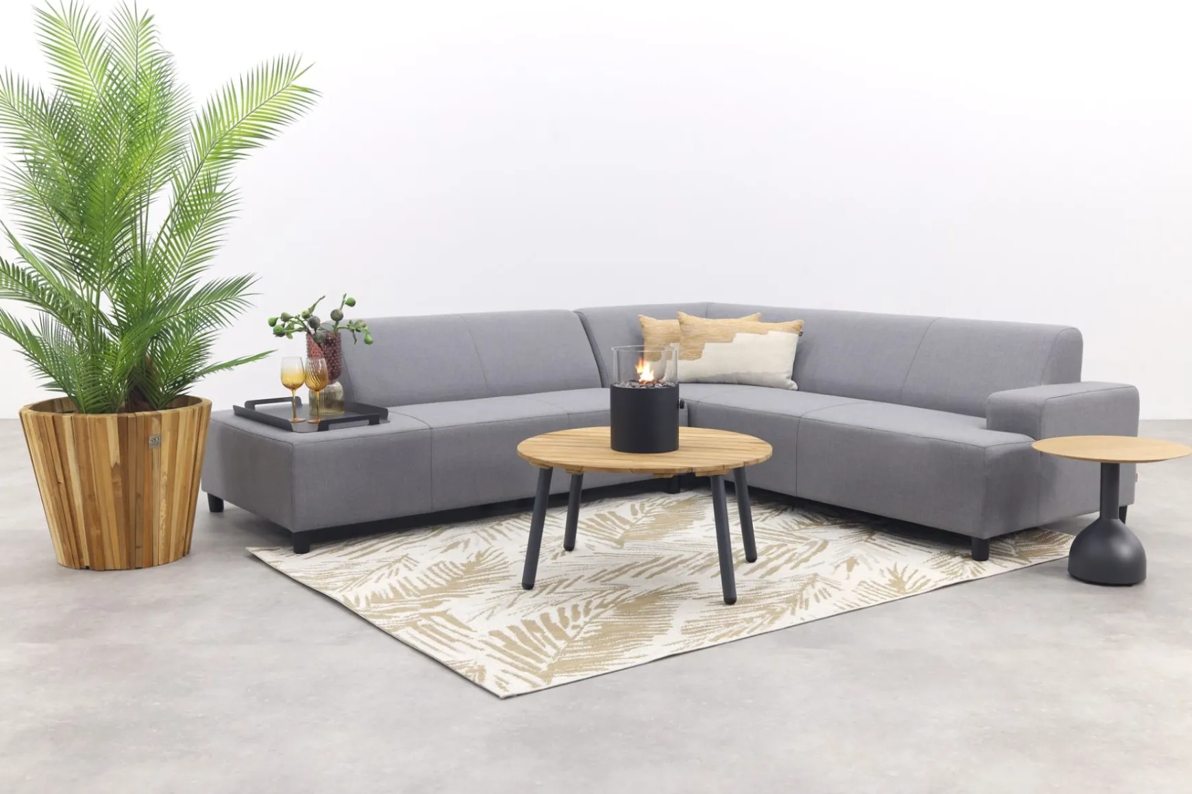 Malaga/Mindo - hoekbank loungeset chaise longue - lichtgrijs