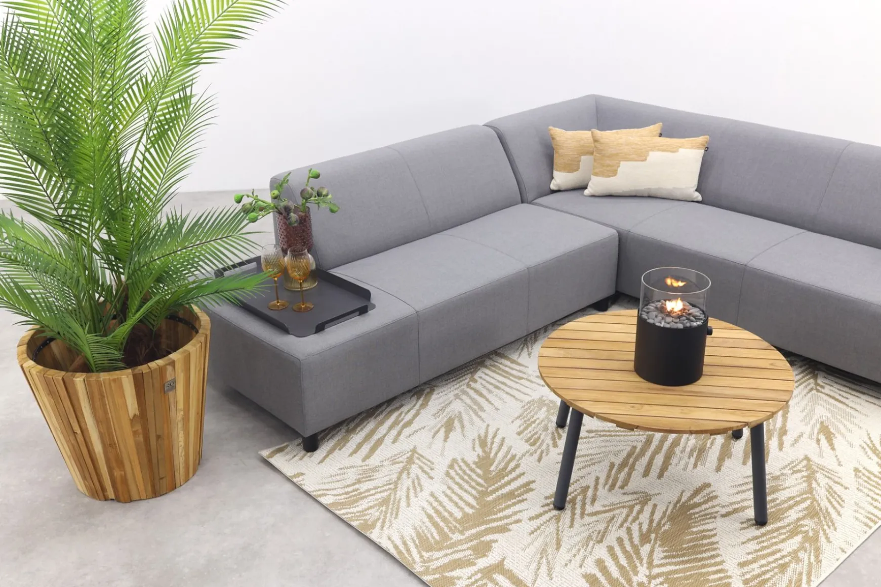 Malaga/Mindo - hoekbank loungeset chaise longue - lichtgrijs