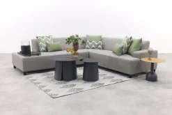 Malaga/Velora antraciet - hoekbank loungeset chaise longue - taupe