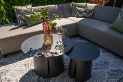 Malaga/Velora antraciet - hoekbank loungeset chaise longue - taupe
