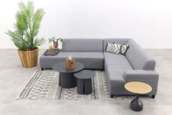 Malaga/Velora antraciet - hoekbank loungeset chaise longue - lichtgrijs