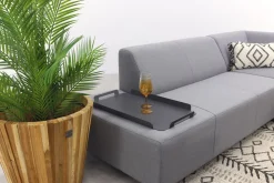 Malaga/Velora antraciet - hoekbank loungeset chaise longue - lichtgrijs