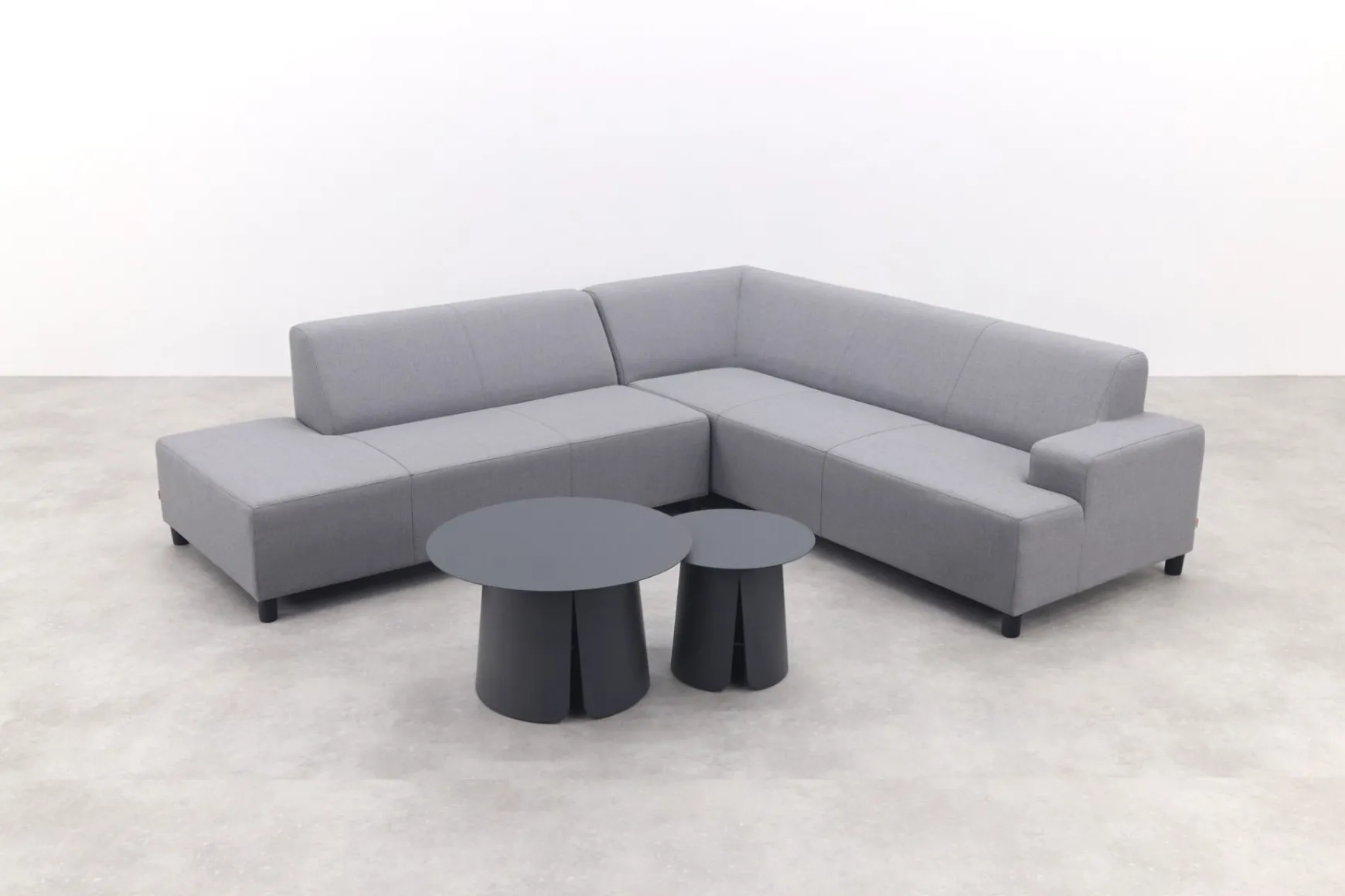 Malaga/Velora antraciet - hoekbank loungeset chaise longue - lichtgrijs