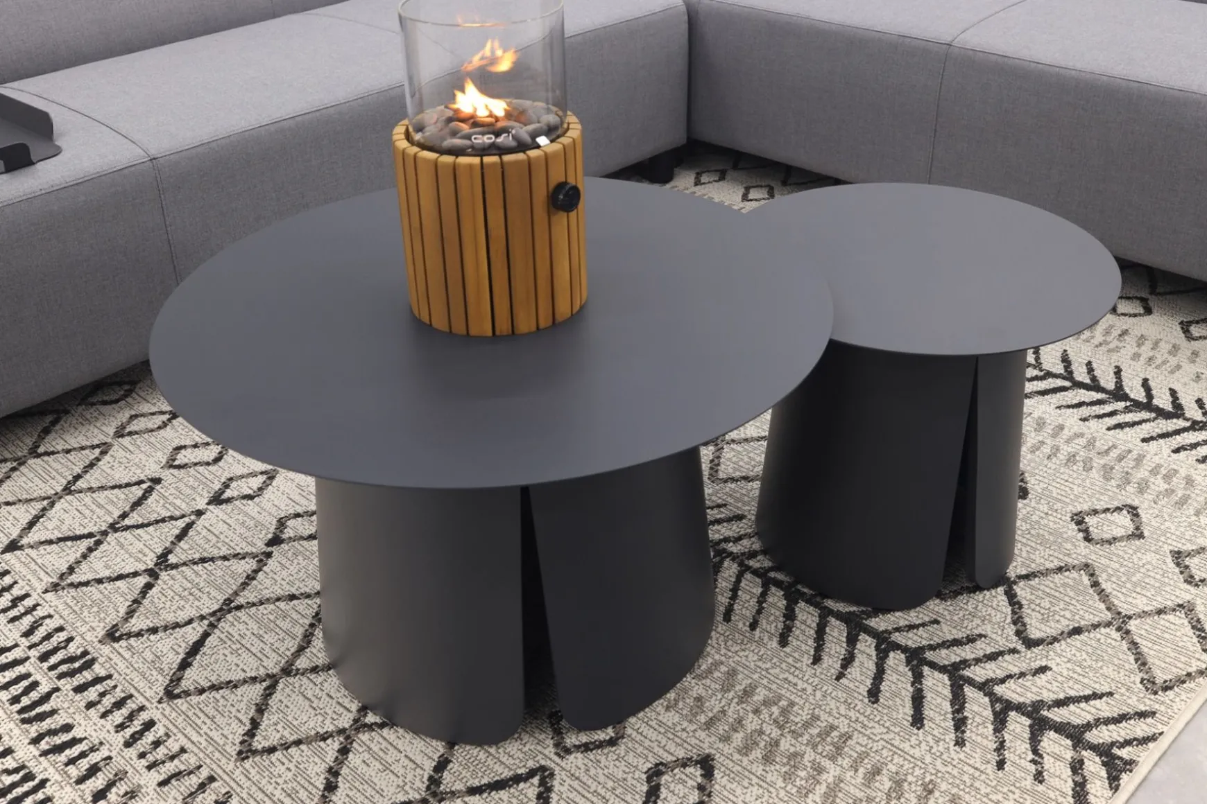 Malaga/Velora antraciet - hoekbank loungeset chaise longue - lichtgrijs