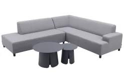Malaga/Velora antraciet - hoekbank loungeset chaise longue - lichtgrijs