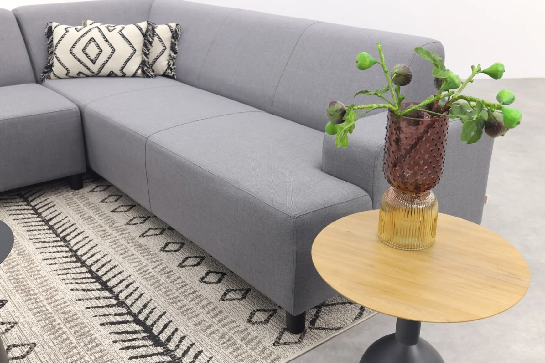 Malaga/Velora antraciet - hoekbank loungeset chaise longue - lichtgrijs