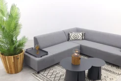 Malaga/Velora antraciet - hoekbank loungeset chaise longue - lichtgrijs