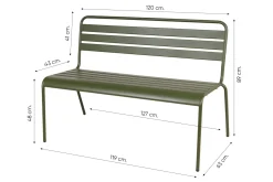 MaximaVida Max metalen tuinbank 127 cm. - Olijfgroen