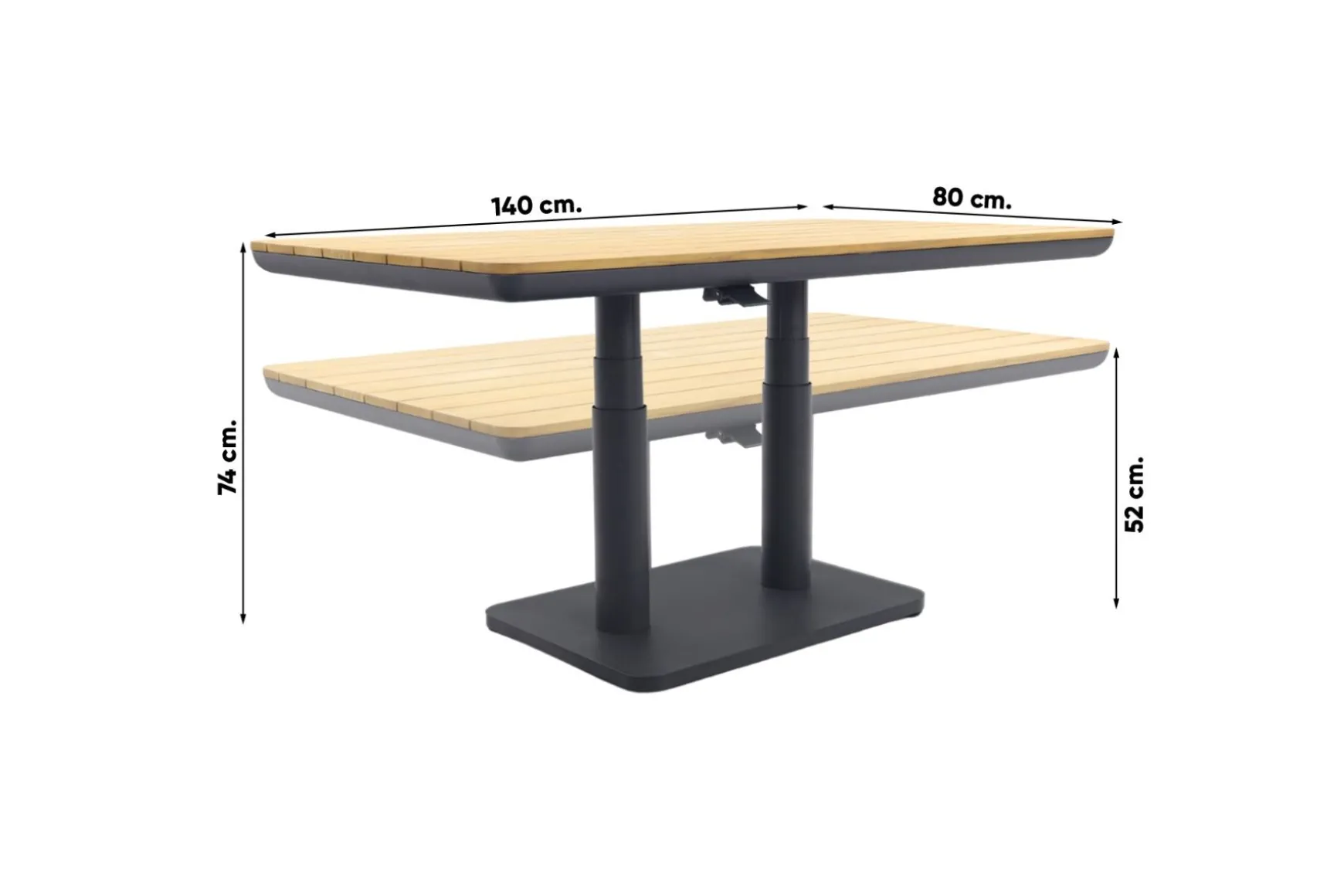 Medina up&down verstelbare tuintafel 140x80 cm. - Royal Grey/Teak