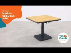 Medina up&down verstelbare tuintafel 90x90 cm. - Royal Grey/Teak