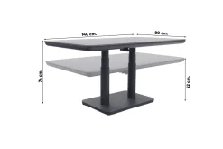 Medina up&down verstelbare tuintafel 140x80 cm. - Royal grey/Keramiek