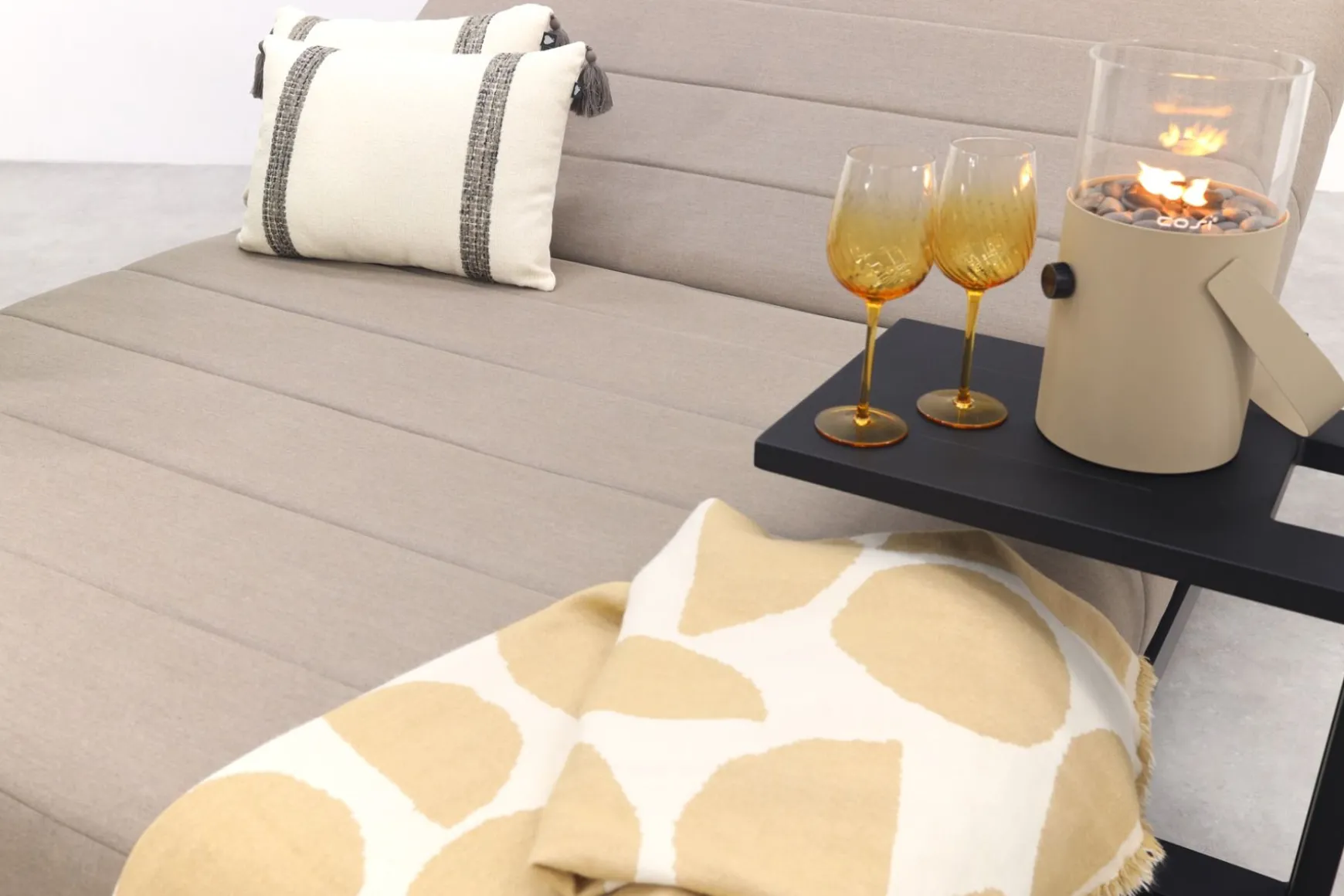 Mexico 2-persoons sunbrella ligbed met bijzettafel - Taupe