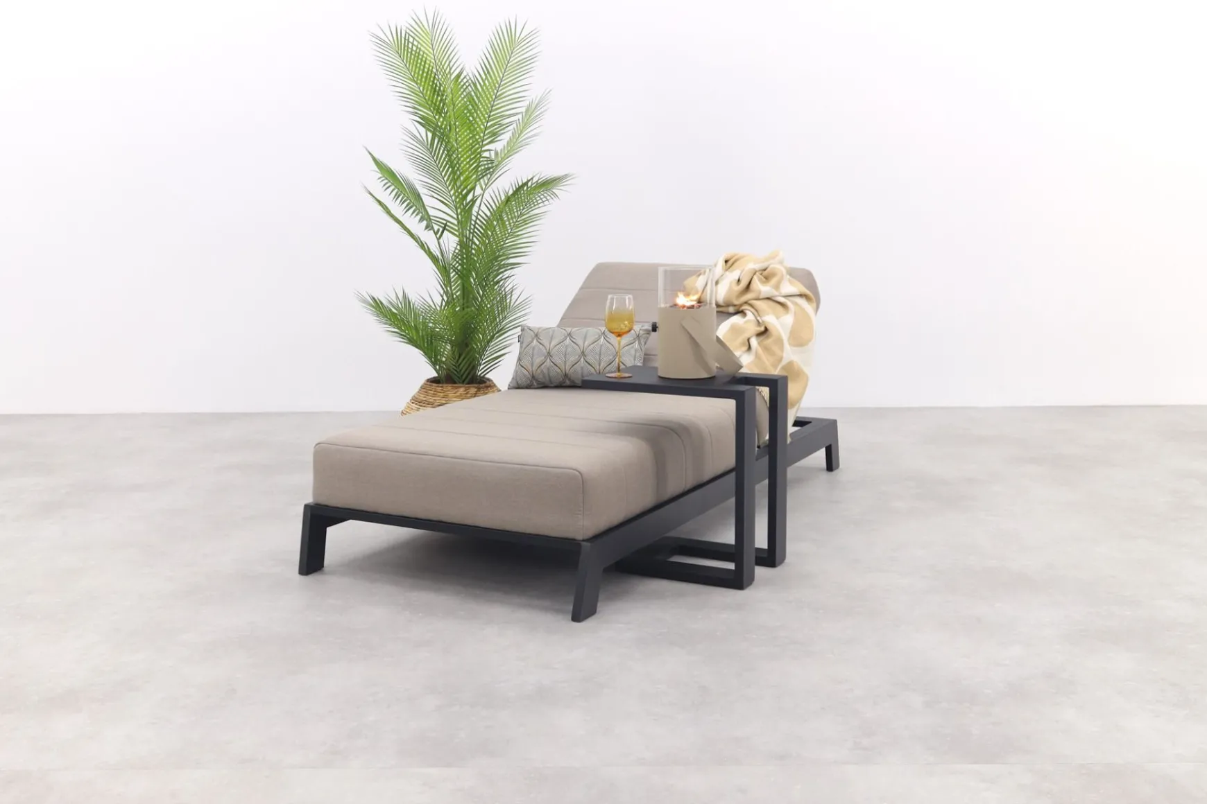 Mexico 1-persoons sunbrella ligbed met bijzettafel - Taupe