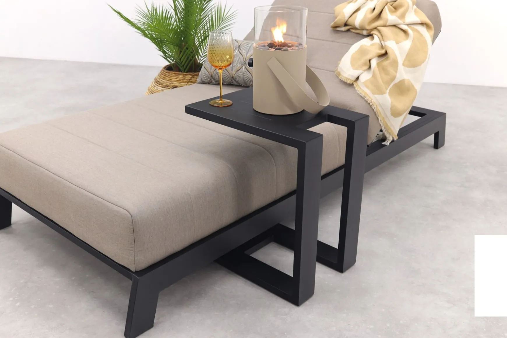 Mexico 1-persoons sunbrella ligbed met bijzettafel - Taupe