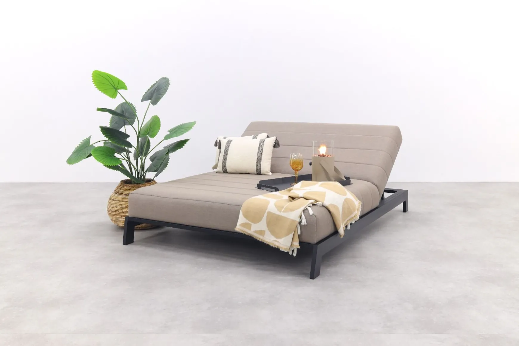 Mexico 2-persoons sunbrella ligbed - Taupe
