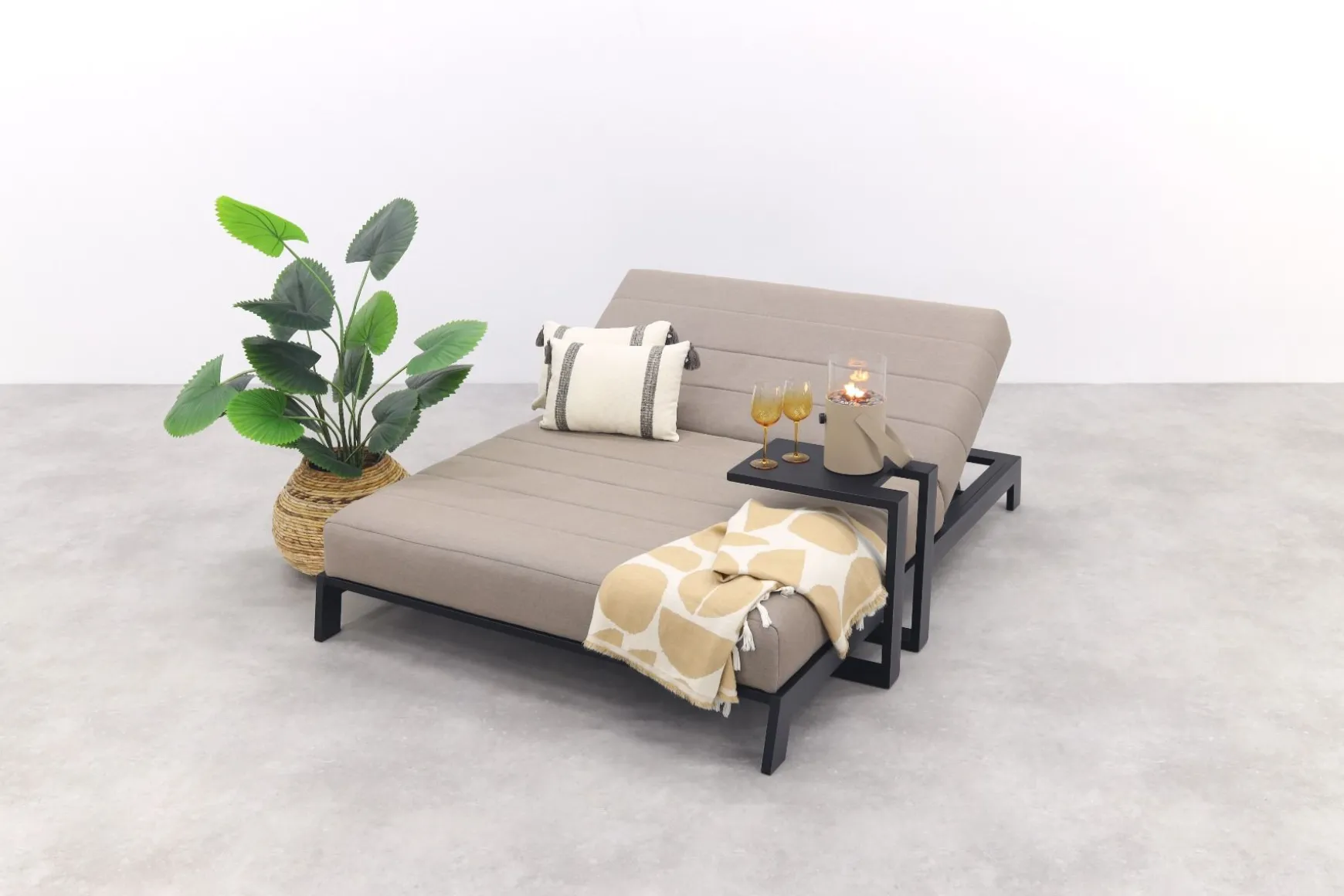 Mexico 2-persoons sunbrella ligbed - Taupe