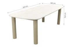 Milan dining tuintafel met travertine look 240x100 cm. - Latte