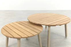 Mindo alu/teak ronde loungetafel set - Latte