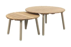 Mindo alu/teak ronde loungetafel set - Latte