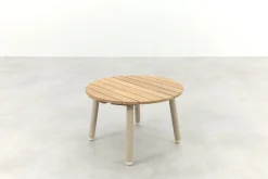Mindo alu/teak ronde loungetafel set - Latte