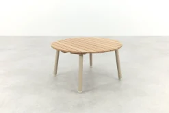 Mindo alu/teak ronde loungetafel set - Latte