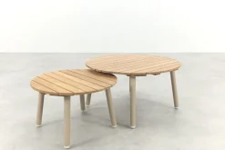 Mindo alu/teak ronde loungetafel set - Latte
