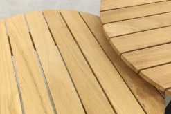 Mindo alu/teak ronde loungetafel set - Latte