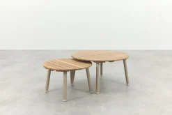 Mindo alu/teak ronde loungetafel set - Latte