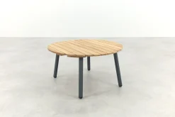 Mindo alu/teak ronde loungetafel set - Antraciet