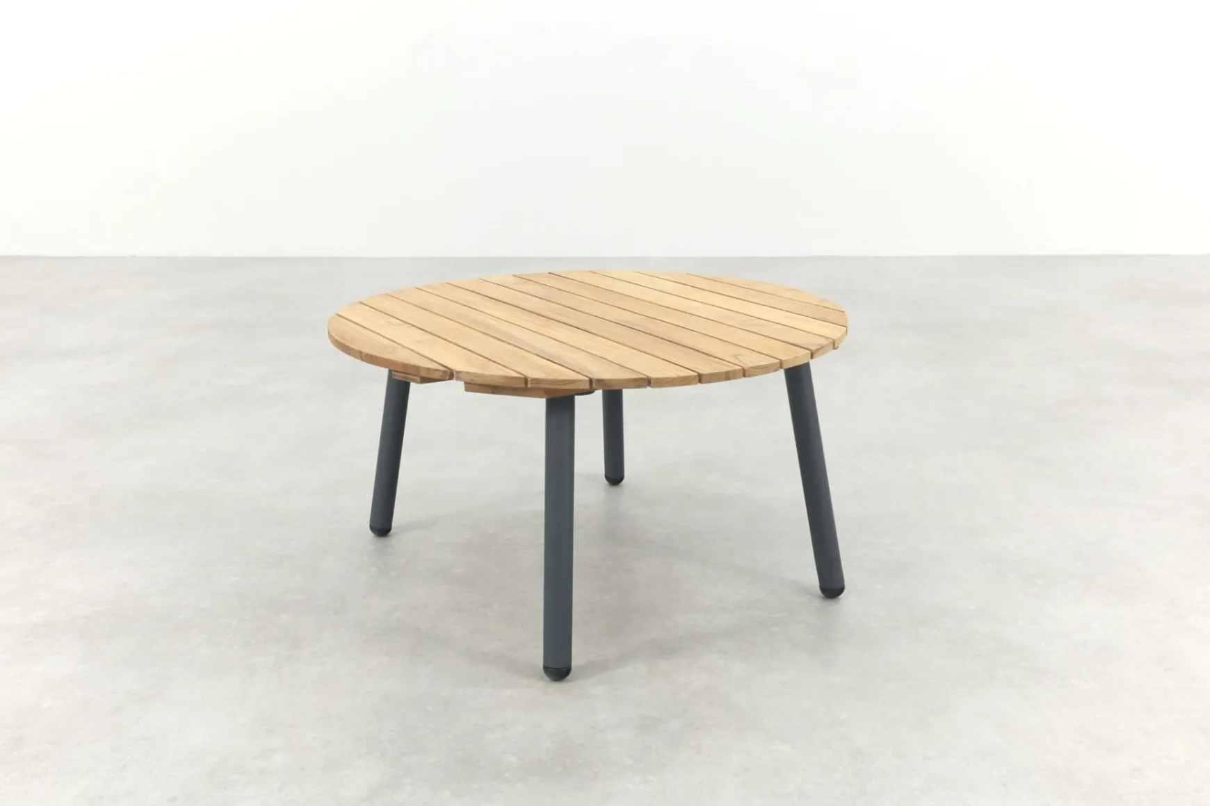 Mindo alu/teak ronde loungetafel set - Antraciet