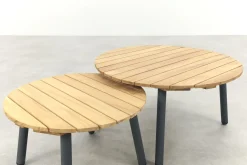 Mindo alu/teak ronde loungetafel set - Antraciet